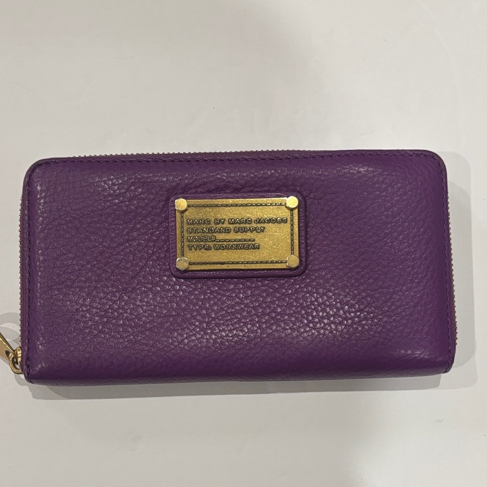 Marc by Marc Jacobs Violet Leather Wallet with Gold Accents
